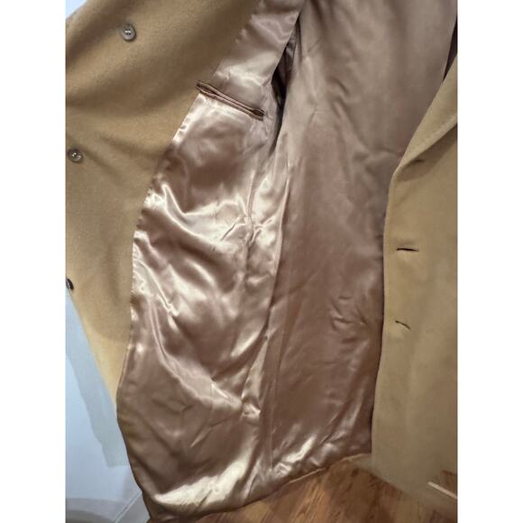 Vtg Malcom Kenneth Mongolian Cashmere Coat Camel Tan Overcoat Men L - Picture 5 of 6